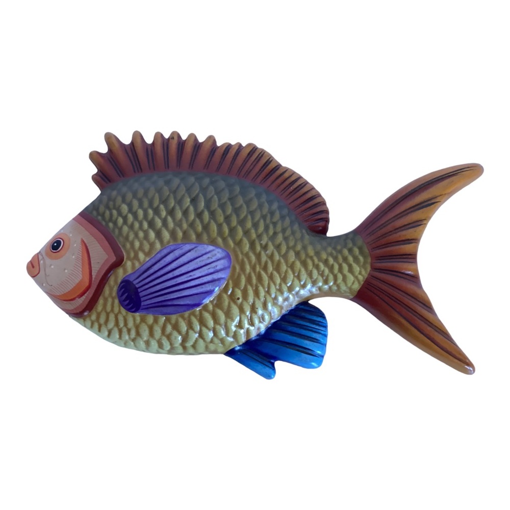 Tonala Signed E. Alvarez Hand Painted Tropical Fish Wall Decor Mexico Pottery - Picture 3 of 15